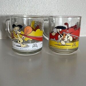 VTG McDonald's Garfield & Odie Glass Cup Mug 1978 X2